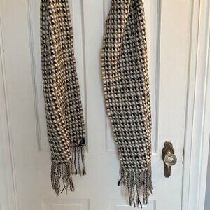 Banana Republic fringe scarf - black, white, gray